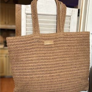 Burberry Goddess Weave Natural Paper Straw Tote/Shoulder Beach Bag, Extra Large
